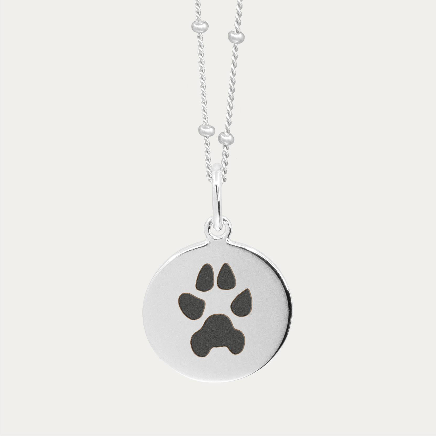 Silver Pet Print Pendant | Bead Chain