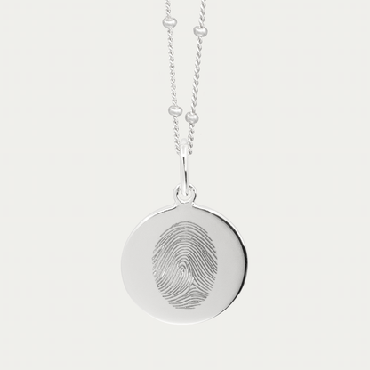 Silver Single Fingerprint Pendant | Bead Chain