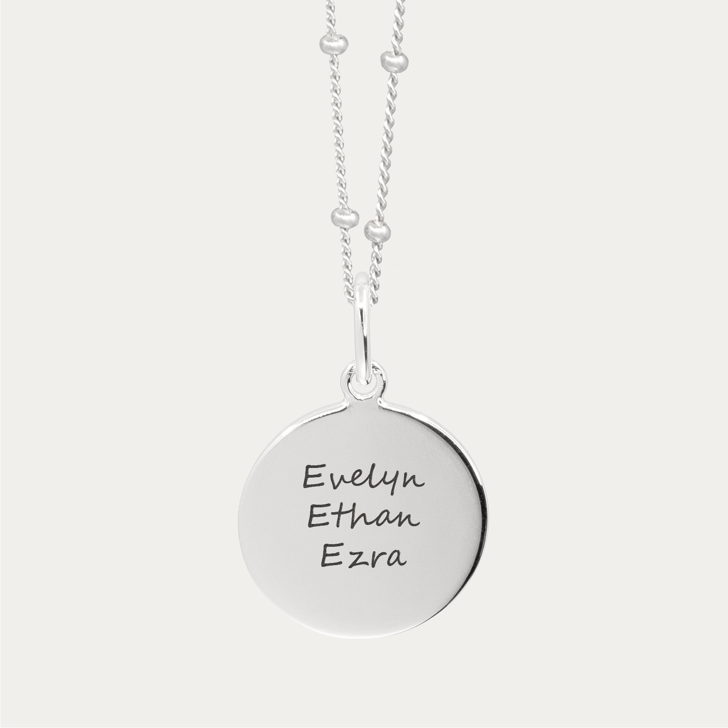 Silver Engraved Triple Fingerprint Pendant | Bead Chain
