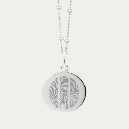Silver Engraved Triple Fingerprint Pendant | Bead Chain