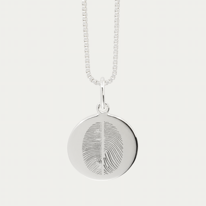Silver Engraved Double Fingerprint Pendant | Box Link Chain