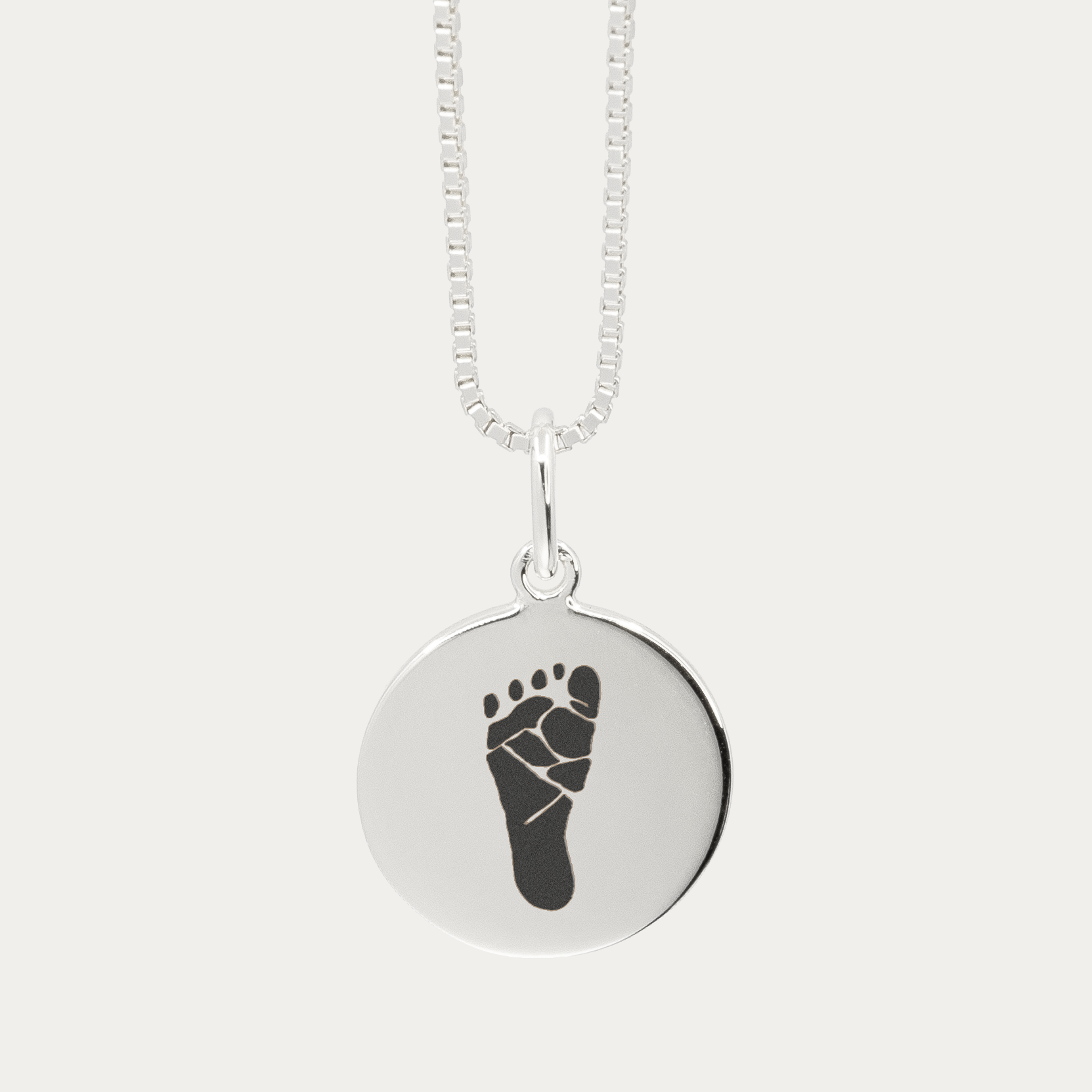 Silver Hand and Footprint Pendant | Box Link Chain