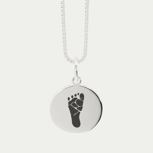 Silver Hand and Footprint Pendant | Box Link Chain