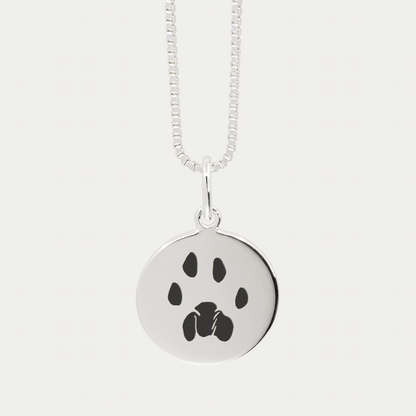 Silver Pet Print Pendant | Box Link Chain