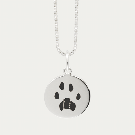 Silver Pet Print Pendant | Box Link Chain