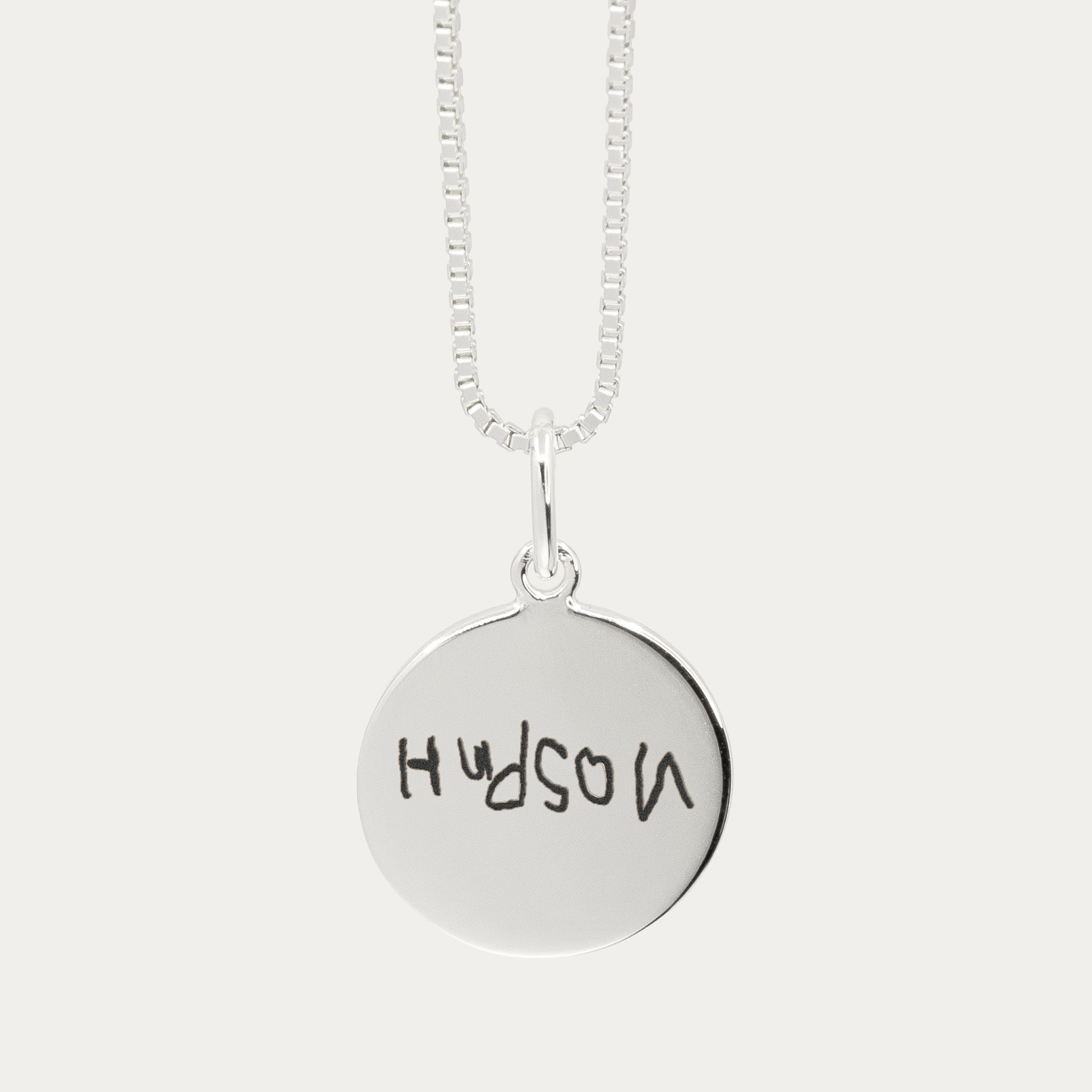 Silver Handwriting Pendant | Box Link Chain