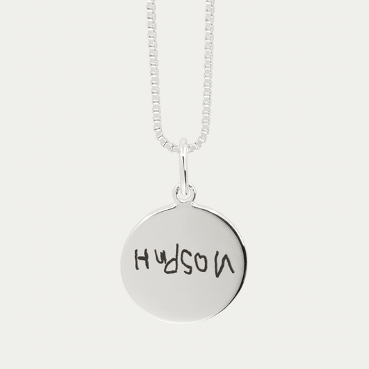 Silver Handwriting Pendant | Box Link Chain
