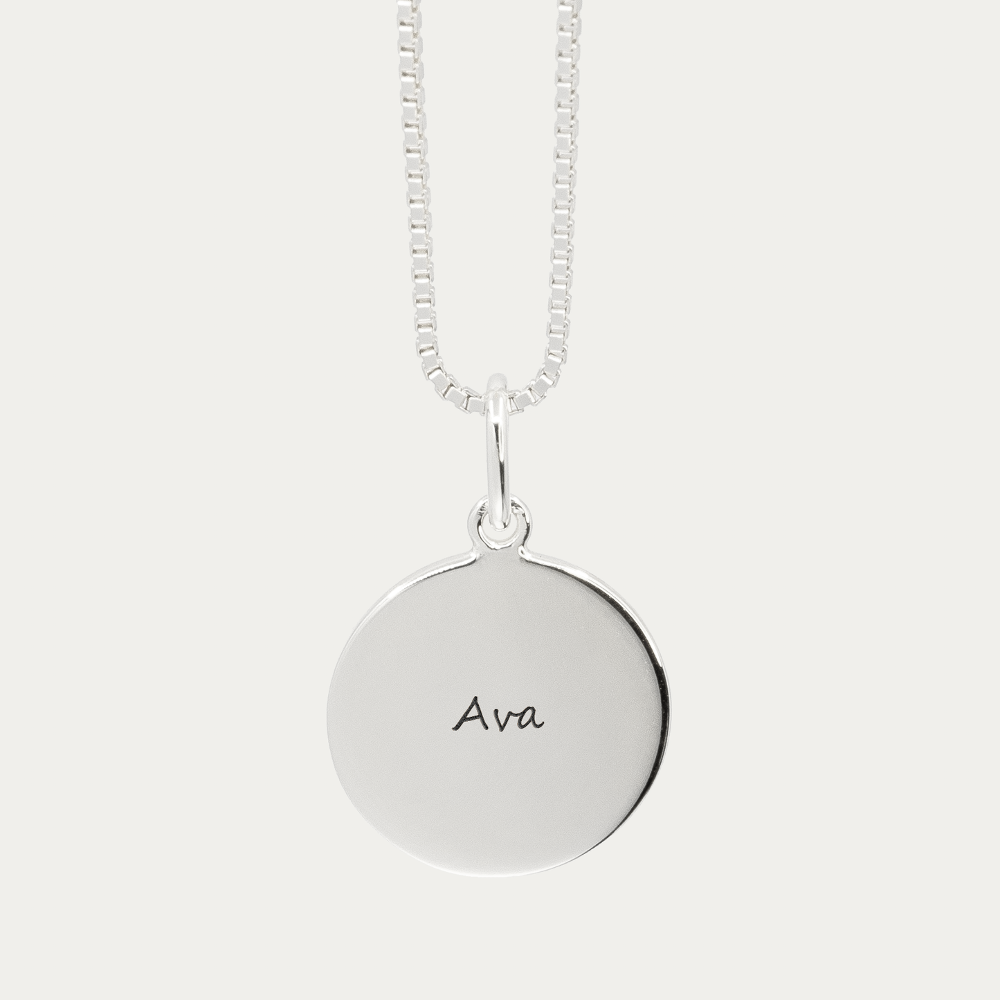 Silver Single Fingerprint Pendant | Box Link Chain