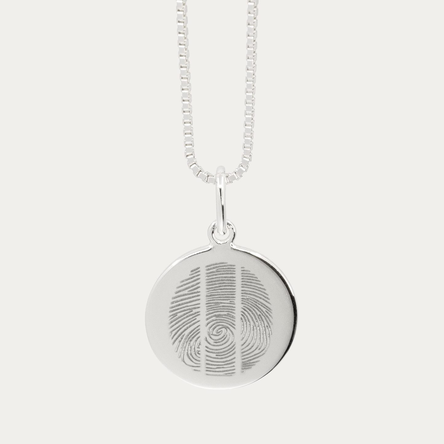 Silver Engraved Triple Fingerprint Pendant | Box Link Chain