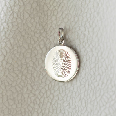 Single fingerprint pendant, sterling silver