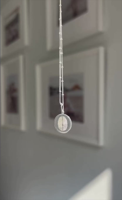Silver Engraved Double Fingerprint Pendant | Bead Chain